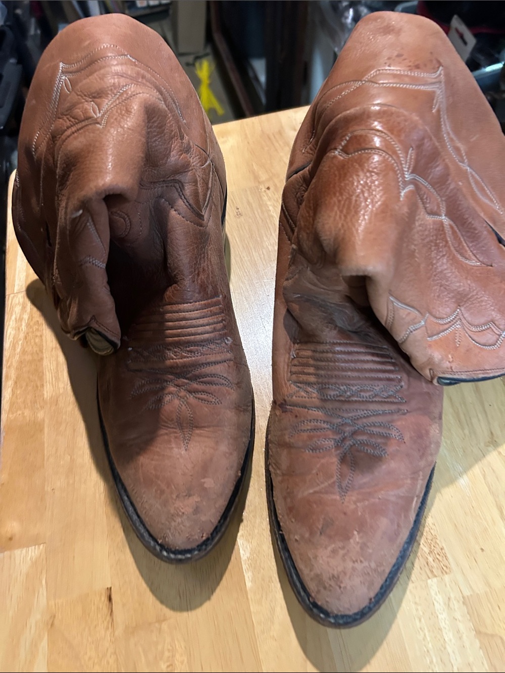 Dan Post Chestnut Brown Embroidered Western Cowboy Boots